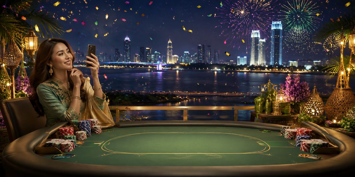 Pemain menikmati baccarat kasino langsung dalam suasana Hari Raya di Johor
